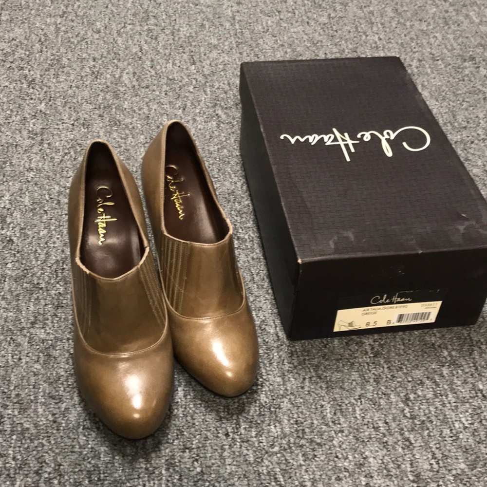 Brand New! Cole Haan beige bootie heels